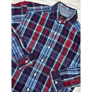 Psycho Bunny Shirt Mens Small Red Plaid Flannel Pima Cotton Single Needle Stitch